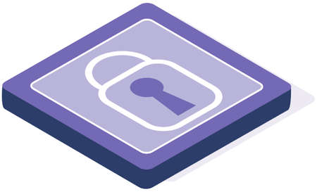 Lock checkmark icon. Vector isometric, color web padlock, isometric style. Creative illustration design, graphic idea for infographics. Phone security system application icon mobile app for smartphoneのイラスト素材