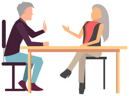 Businesspeople have project strategy planning meeting. Teamwork with business plan, creating new creative project. Meeting to discuss starting business. Colleagues discussing work in entrepreneurshipのイラスト素材