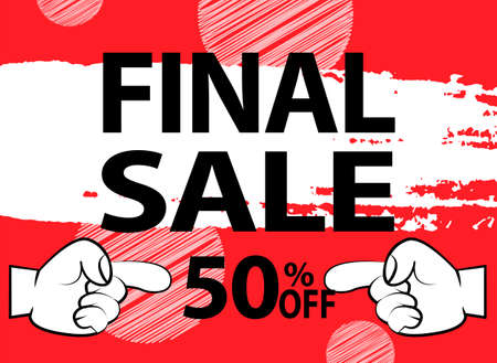 Big sale banner best price. Hot sale and discount. Special offer text and hand. New arrival, big sale and special offer. Black friday up to. Big discount with human hand pointing to advertising phraseのイラスト素材