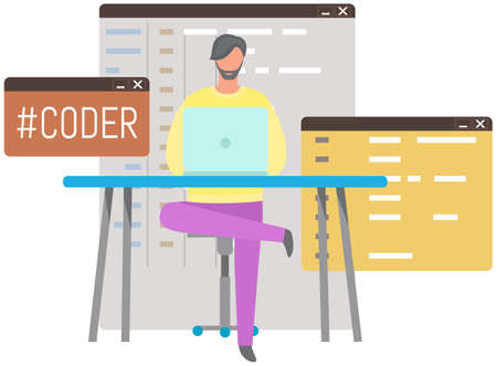 Programmer engineering and coding. Coder programmers working on web development on computer. Concept...