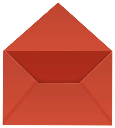 Open envelope for letters. Sending letters and postcards by mail. Red folded open top envelope for mailing. Container for letter, postcard. Packing for letter before mailing vector illustrationのイラスト素材