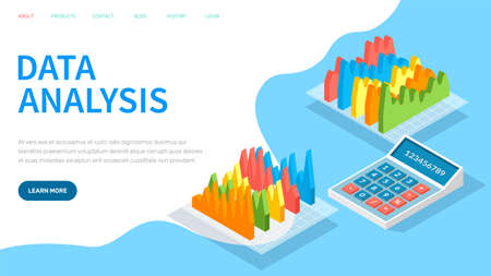 Visualize with business analytics. Work with statistical data analysis, changing indicators. Analyze statistical indicators, business data. Marketing research for presentation. Data financial reportのイラスト素材