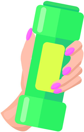 Cleaning powder icon flat vector. Plastic bottle of substance. Anti-bacterial sanitizer for cleaning surfaces in container. Premises cleaning, infection control concept. Home and personal hygieneのイラスト素材