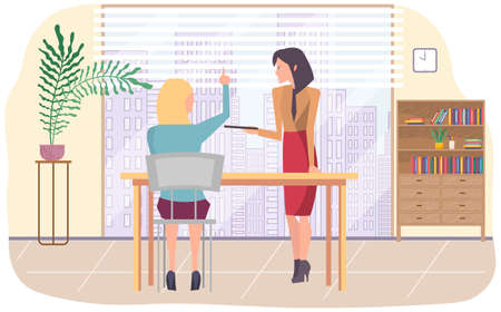 Businesspeople have project strategy planning meeting. Teamwork with business plan, creating new creative project. Meeting to discuss starting business. Colleagues discussing work in entrepreneurshipのイラスト素材