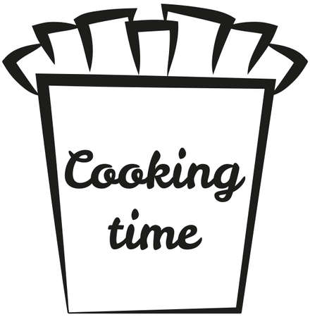 Homemade food design template. Graphic chefs hat icon symbol for cafe, restaurant, culinary. Modern linear cooking time label, emblem. Hand drawn lettering for food preparation, cookingのイラスト素材