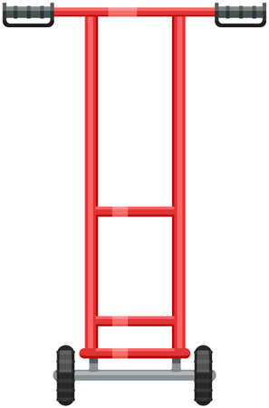 Empty barrow, metallic two wheeled trolley. Hand truck with handles and casters. Transportation of goods with warehouse equipment concept. Device for delivery, transporting vector illustrationのイラスト素材