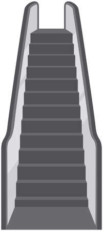 Modern architecture stair, lift and elevator. Escalator, mobile ladder for transporting people. Hoisting-and-transport vehicle with stairs and handrails. Automatic escalator vector illustrationのイラスト素材