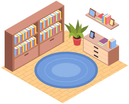 Living room design layout. Interior and arrangement of furniture in apartment. Cody furnished apartment, room elements of furniture for design at home. Living room decoration with interior elementsのイラスト素材