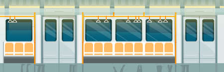 High speed transport leaving tunnel to metro. Public transport, train for transporting metro passengers.のイラスト素材