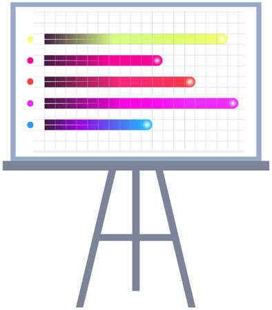 Intelligent technology hud interactive panel. Data screen with charts, diagrams. Futuristic ui infographics on white background. Diagram lines color chart, graph presentation. Annual financial reportのイラスト素材
