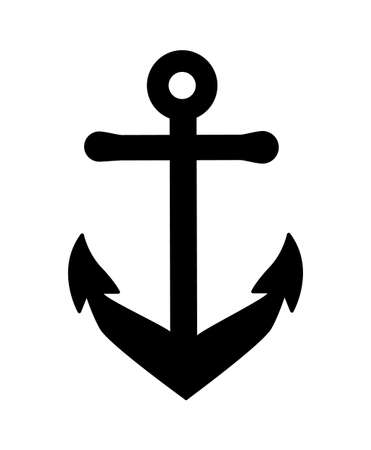 Anchor closeup icon silhouette device, made of metal, used to connect vessel to bottom water to prevent the craft from drifting vector illustrationのイラスト素材