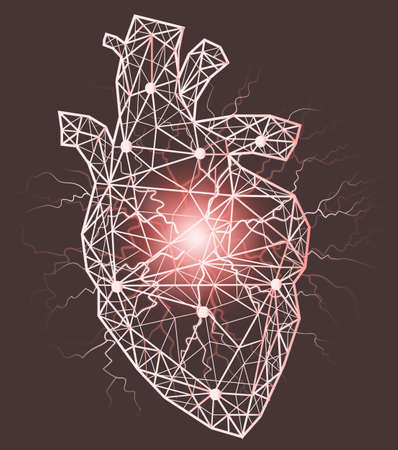 Anatomical human heart with painful area. Innovative technology in medicine, disease diagnostics...