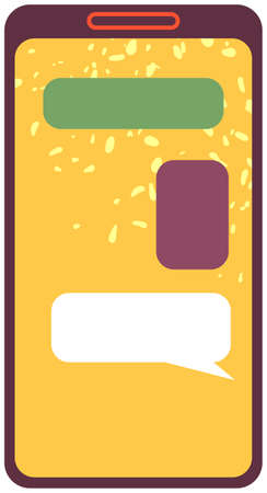 Open messenger, application for online communication vector illustration. Mobile app for chatting on phone screen. Smartphone for texting on social network. Sending message using Internet programのイラスト素材