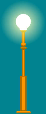 Floor lamp post flat vector illustration. Electrical appliances to create light. Element of artificial street lighting at night. Outdoor lamp post with bright light. Lighting fixture for streetのイラスト素材