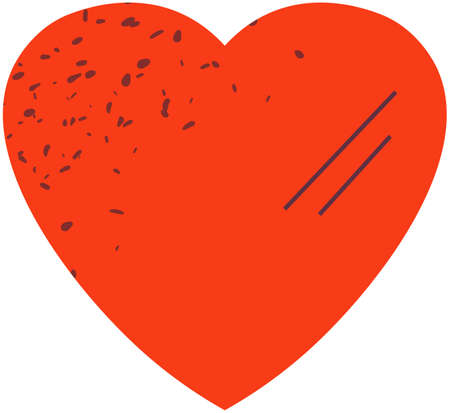 Symbol of love and tenderness. Valentines day gift vector illustration. Valentine, lovely card in shape of red heart. Cute paper postcard. Sharing love concept. Holiday greeting in shape of heartのイラスト素材