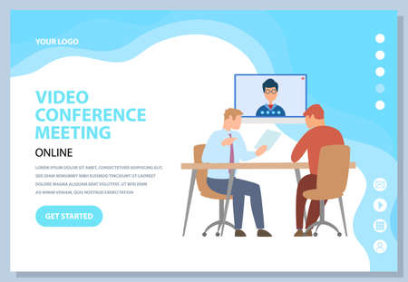Online business meeting, virtual communication. Company staff cooperation, project strategy...