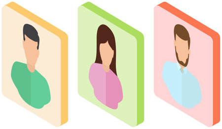 Virtual network symbol for internet users, userpic. People communicate sharing data, photos, links, posts and news in social media. Worldwide connection, global system community vector illustrationのイラスト素材