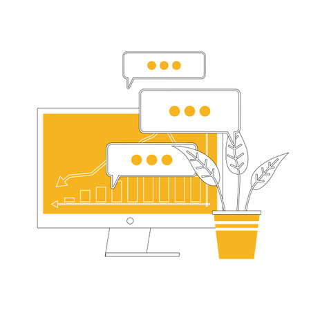 Talk bubble speech and computer monitor icon. Blank message symbol, sms information element. Chat online template. Dialogue balloon. Social media communication concept, comment section with textのイラスト素材