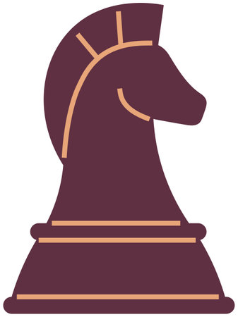 Element of strategic game with wooden figures. Making move in chess. Item for logic board game. Chess figure in shape of horse isolated on white background. Wooden horse, knight for playingのイラスト素材