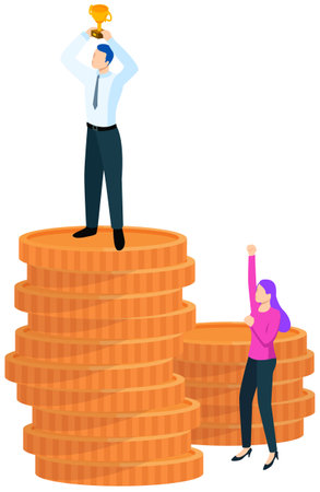 Success hands up. Winner vision, reaching the goal, business target. Successful teamwork strategy, consistency for team success winning plan. Celebrate successful project. Happy competition championsのイラスト素材