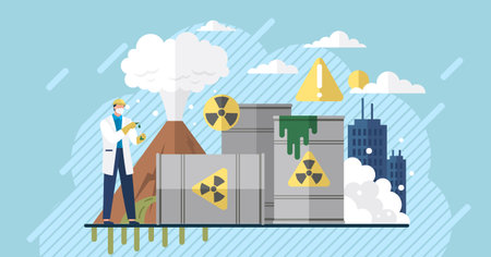 Ecological problem. Planet Earth is full of rubbish. Save the planet. Earth Day. Restoration of ecology of the planet. Toxic waste. Emissions from factories. Changing of the climate. Waste pollutionのイラスト素材
