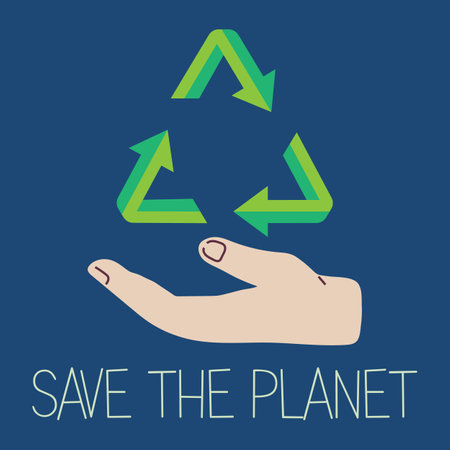Save our planet earth, ecology eco environmental protection, climate changes, Earth Day April 22, planet with leaves vector emblem. Presentation of nature, health, eco lifestyle with globe and plantsのイラスト素材