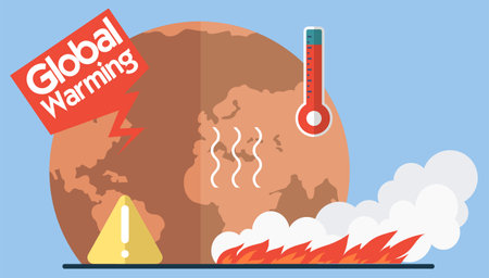 Planet earth with thermometer, Global warming concept. Increase temperature earth. Ozone layers and deforestation destruction forests. Warming hot globe. Hot temperature. Environmental problemsのイラスト素材