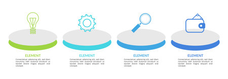 Business data visualization. Infographic icons with 4 steps designed for abstract background template. Used for presentation information education connection marketing project strategy and technologyのイラスト素材