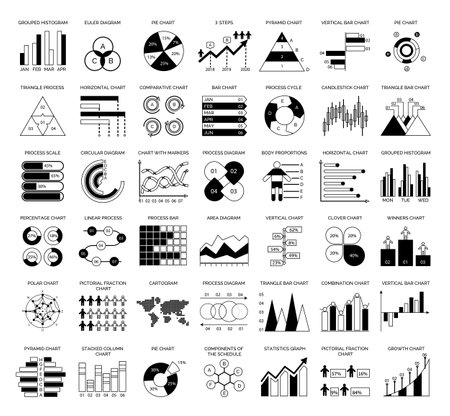 Vector set of linear icons related to business process, team work and human resource management, pictograms and infographics design elements, brochure, diagram, scheme, workflow, timeline optionsのイラスト素材