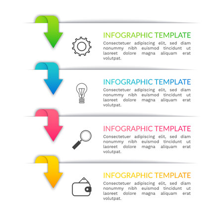 Business data visualization. Infographic icons with 4 steps designed for abstract background template. Used for presentation information education connection marketing project strategy and technologyのイラスト素材