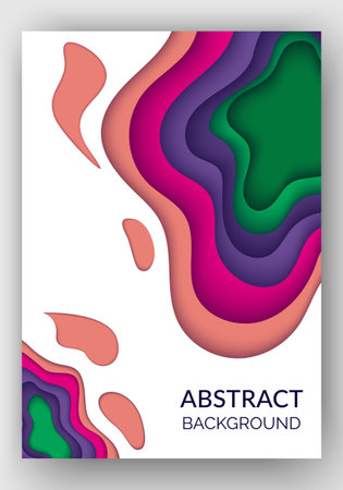 Abstract background with color waves, paper art illustration with liquid figures. Dynamic color shapes. Vector design layout for banners presentations, business flyers, posters and invitationsのイラスト素材