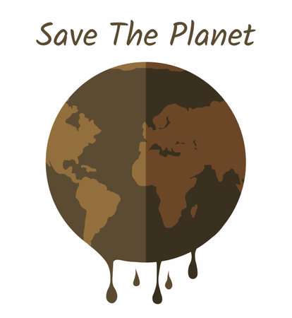 Save the planet concept, global warming, climate change, industrial emissions destroy atmosphere, natural disaster, deforestation, global heating, environment pollution. Environmental catastropheのイラスト素材