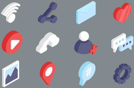 Minimalistic linear icons for mobile devices set. Basic gadget functions outline symbols in square cells. Social media, Internet signs. Phone applications and network symbols vector illustrationのイラスト素材