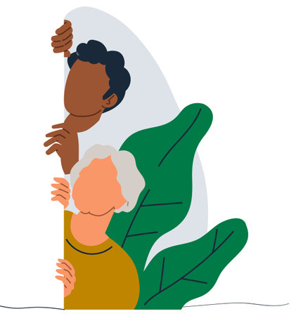 Spying, observing and sneaking. Vector illustration. Spying person, vigilant shadow tracing every movement Making observation, skill of seeing beyond obvious Characters peeping, manifestationsのイラスト素材