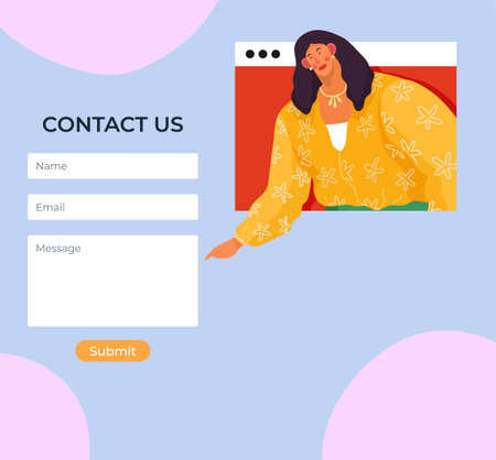 Contact us. Vector illustration. Our website serves as hub for information, services, and...