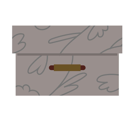 Vector womans classic clutch of gray color with metal clasp isolated on white. Classic quilted flap bag. Small leather elegant purse. Modern rectangular evening handbag. Box for interior designのイラスト素材