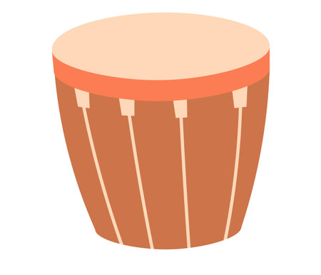 Musical instruments vector illustration. Celebrate World Music Day with harmonious classical world music The orchestra transforms, fusing traditional and symphonic elements seamlessly. Brown drumのイラスト素材