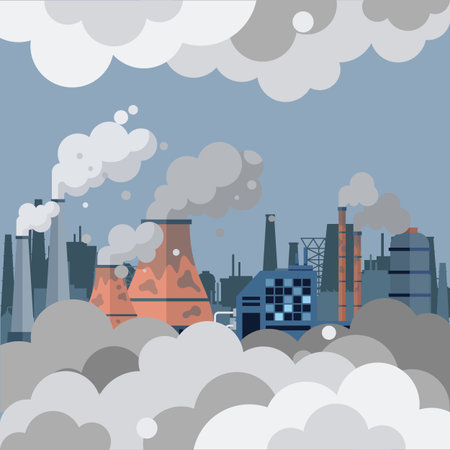 Factories vector illustration. Factories, engines progress, propel us forward with fuel technological ingenuity Industrialized zones, arenas advancement, host grand spectacle machinery in motionのイラスト素材