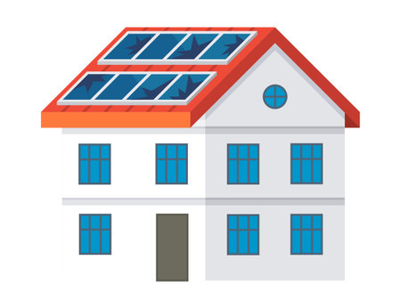 Solar energy vector illustration. The generator industry is increasingly focusing on environmentally friendly solutions Solar energy concepts emphasize sustainable and eco friendly aspects powerのイラスト素材