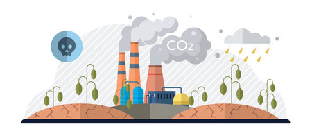 Carbon dioxide vector illustration. Efforts to combat environmental damage focus on reducing carbon footprints The pervasive issue carbon dioxide pollution calls for immediate interventionのイラスト素材