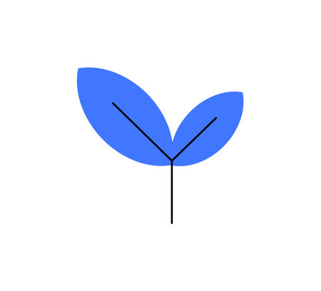 Blue leaf icon in a simple, minimalistic design, symbolizing growth, sustainability, and...