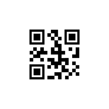 Simple QR code on a white background. Represents data encryption, digital access, scanning...