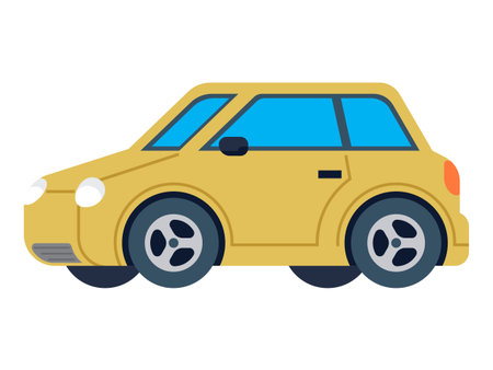 Yellow car icon symbolizing transportation, automotive industry, vehicles, or urban mobility.のイラスト素材