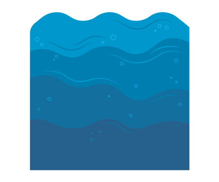 Illustration of ocean waves, representing marine life, water conservation, and environmental balance. Applicable in topics like climate change, water resources, oceanography, and ecological protection.のイラスト素材