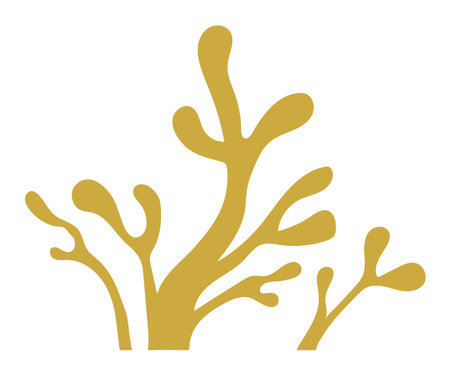 An abstract illustration of yellow coral, showcasing marine life with vibrant colors and organic design.のイラスト素材