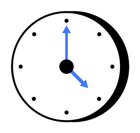 Black and white clock face with blue hour and minute hands. Ideal for time management, schedules,...