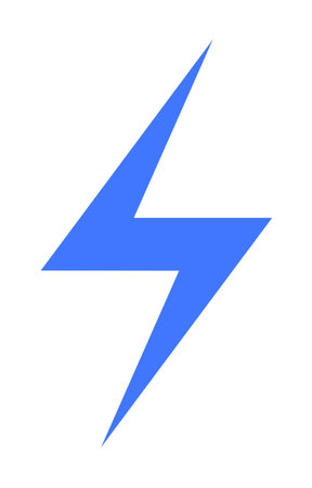 Blue lightning bolt on a white background. Ideal for themes of energy, power, speed, electricity, and technology. Simple vector style.のイラスト素材