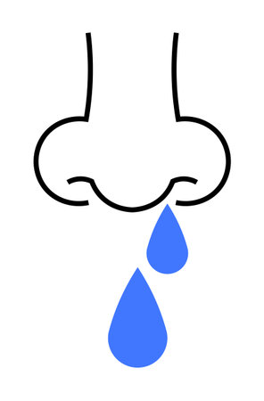 Simple design of a nose with two blue droplets.のイラスト素材