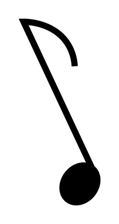 Black eighth note depicted on a white background. Ideal for music, rhythm, education, minimalistic art, vector design.のイラスト素材
