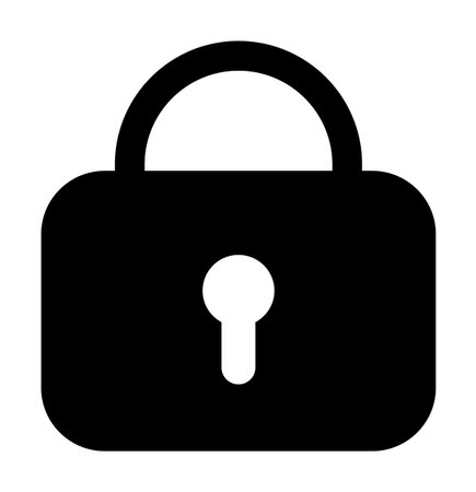 Simple black padlock with keyhole in the center on a solid white background. Ideal for security, privacy, protection, technology, and digital safety. Minimalist vector style.のイラスト素材